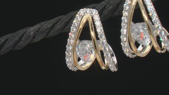 White Cubic Zirconia Rhodium And 14k Yellow Gold Over Sterling Silver Earrings 6.34ctw Video Thumbnail