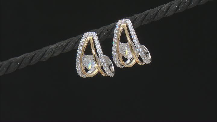 White Cubic Zirconia Rhodium And 14k Yellow Gold Over Sterling Silver Earrings 6.34ctw Video Thumbnail