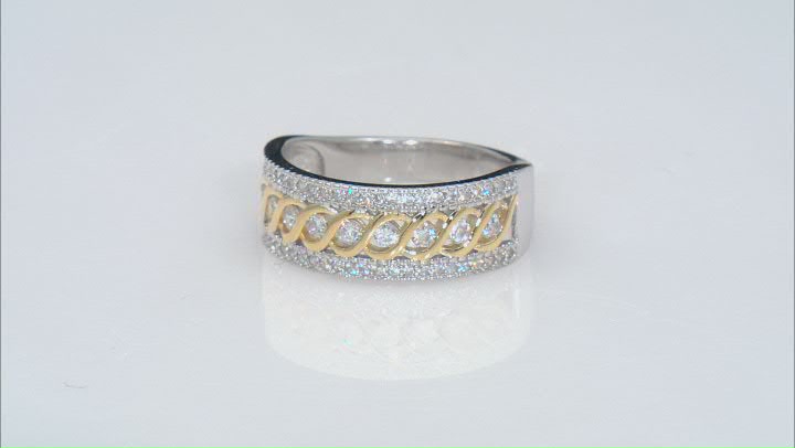White Cubic Zirconia Rhodium And 14k Yellow Gold Over Sterling Silver Ring 0.83ctw Video Thumbnail