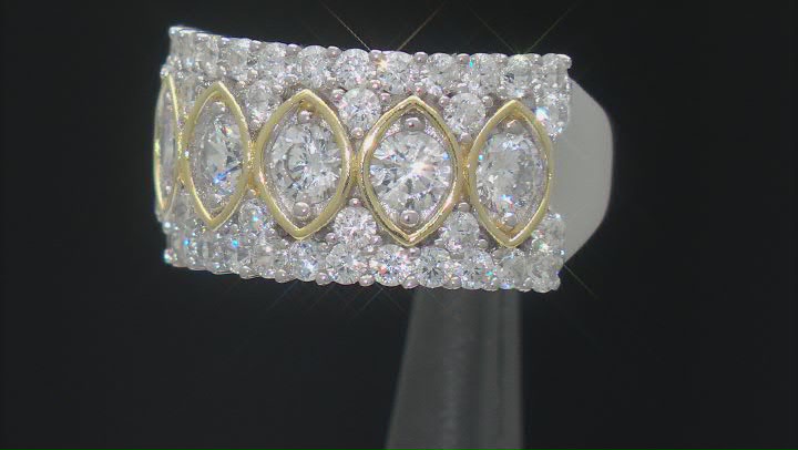 White Cubic Zirconia Rhodium And 14k Yellow Gold Over Sterling Silver Ring 3.61ctw Video Thumbnail