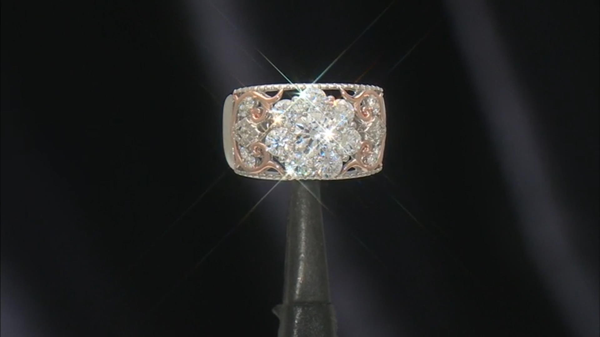 White Cubic Zirconia Rhodium And 14k Rose Gold Over Sterling Silver Ring 3.19ctw Video Thumbnail