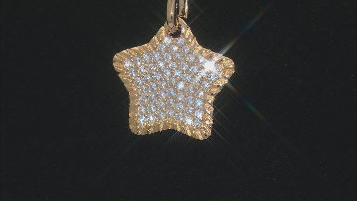 White Cubic Zirconia 18k Yellow Gold Over Sterling Silver Star Pendant 0.69ctw Video Thumbnail