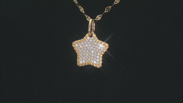 White Cubic Zirconia 18k Yellow Gold Over Sterling Silver Star Pendant 0.69ctw Video Thumbnail