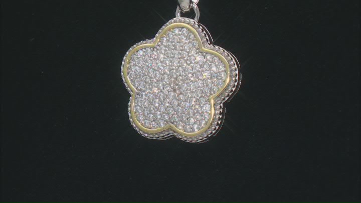 White Cubic Zirconia Rhodium And 14k Yellow Gold Over Sterling Silver Pendant 0.78ctw Video Thumbnail