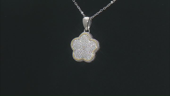 White Cubic Zirconia Rhodium And 14k Yellow Gold Over Sterling Silver Pendant 0.78ctw Video Thumbnail