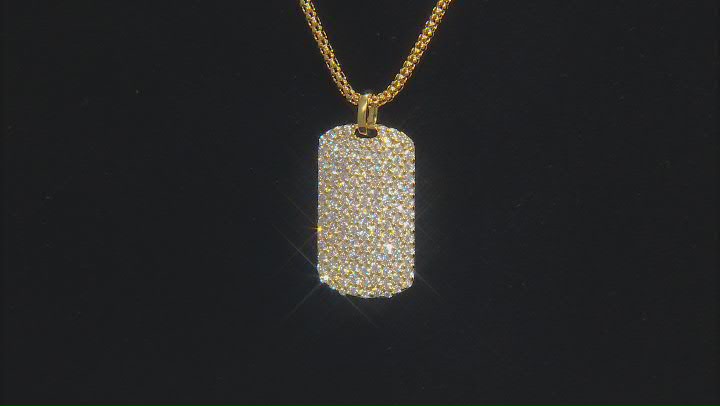 White Cubic Zirconia 18k Yellow Gold Over Sterling Silver Dog Tag Pendant 1.88ctw Video Thumbnail
