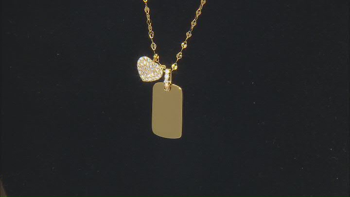 White Cubic Zirconia 18k Yellow Gold Over Sterling Silver Dog Tag Pendant 0.33ctw Video Thumbnail