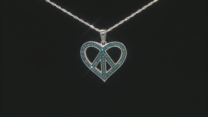 Blue Diamond Rhodium Over Sterling Silver Heart Pendant with Chain 0.70ctw Video Thumbnail