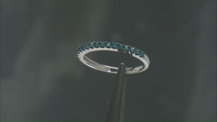 Blue Diamond Rhodium Over Sterling Silver Band Ring 0.20ctw Video Thumbnail