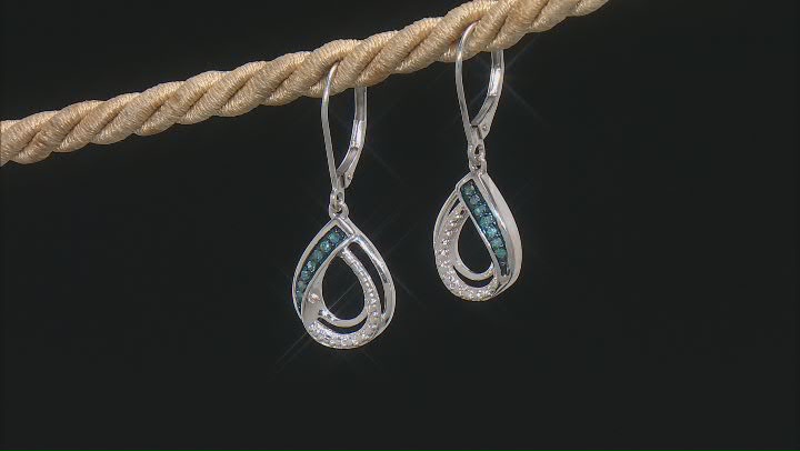 Blue Diamond Rhodium Over Sterling Silver Teardrop Earrings 0.15ctw Video Thumbnail