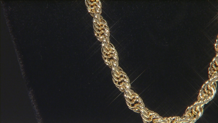 18K Yellow Gold Over Bronze Soft Rope Link 24 Inch Chain Video Thumbnail