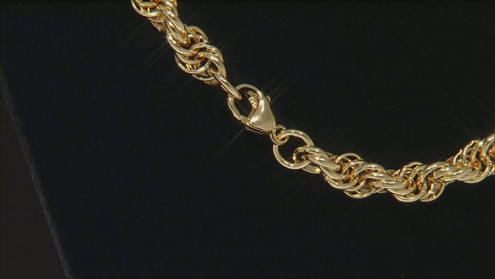 18k Yellow Gold Over Bronze Soft Rope Link Necklace 20 inch Video Thumbnail