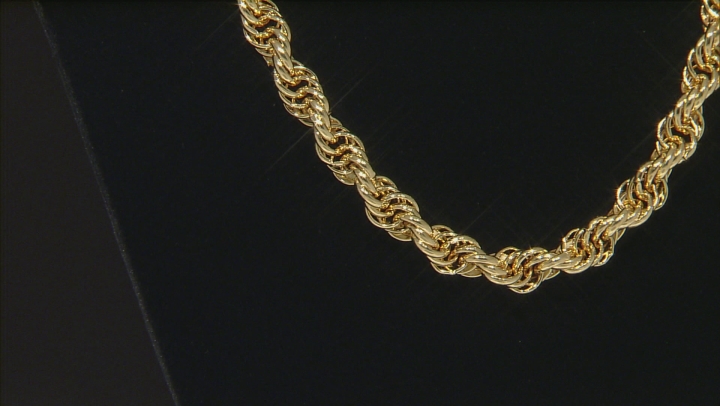 18k Yellow Gold Over Bronze Soft Rope Link Necklace 20 inch Video Thumbnail