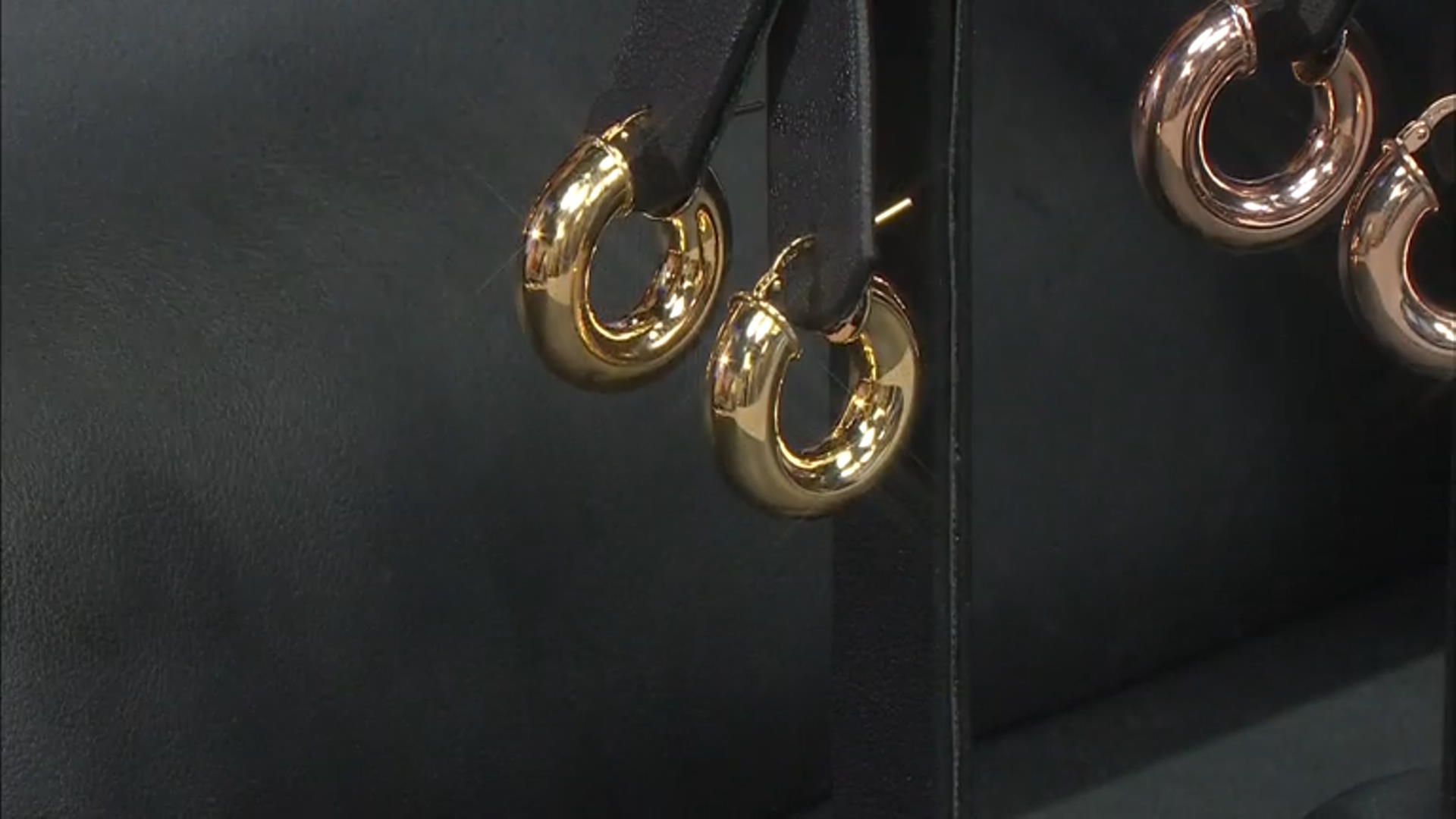 18k Yellow Gold Over Bronze Tube Hoop Earrings Video Thumbnail