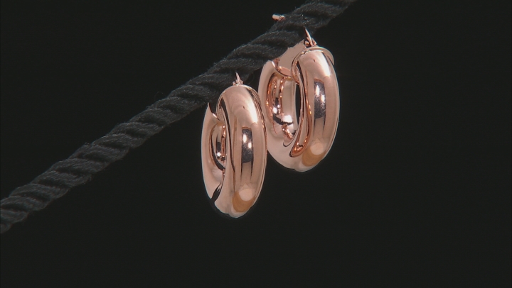 18k Rose Gold Over Bronze Hoop Earrings