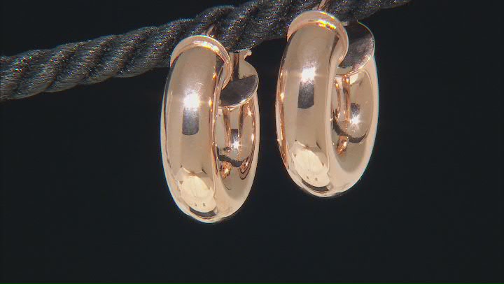 18k Rose Gold Over Bronze Hoop Earrings Video Thumbnail