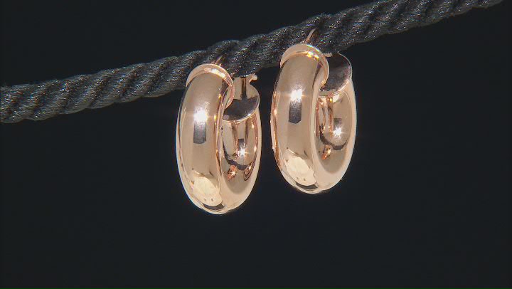 18k Rose Gold Over Bronze Hoop Earrings