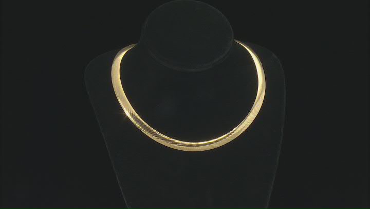 18k Yellow Gold Over And Rhodium Over Bronze Reversible Omega Necklace 17 inch Video Thumbnail