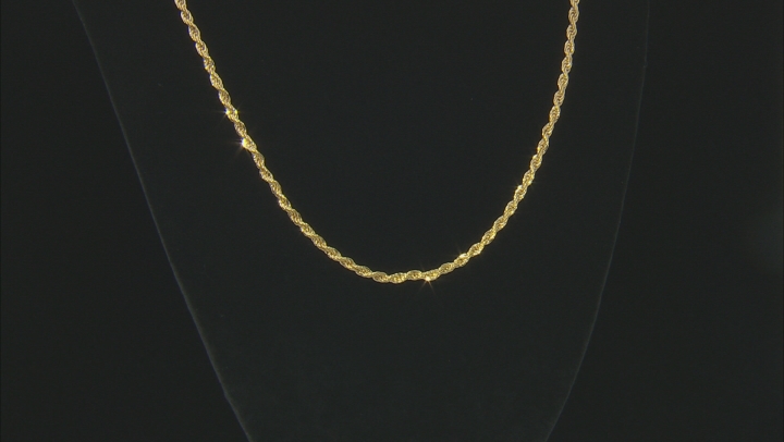 18k Yellow Gold Over Bronze Rope Link Chain Necklace 24 inch 3mm Video Thumbnail