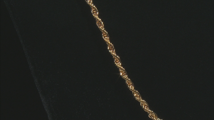 18k Yellow Gold Over Bronze Rope Link Chain Necklace 20 inch 3mm Video Thumbnail