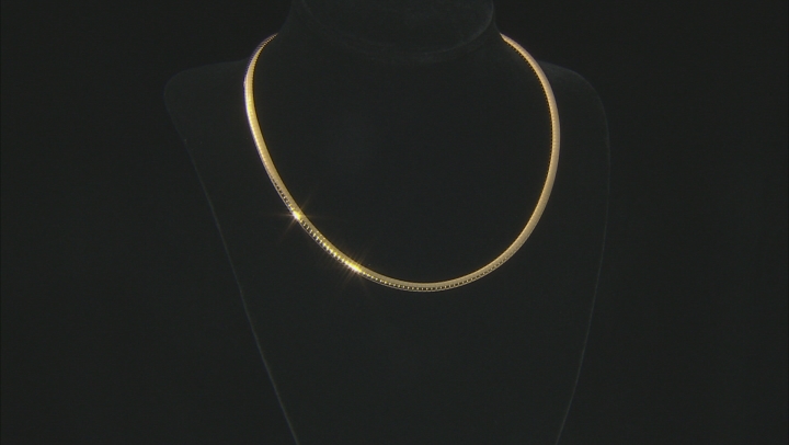 18k Yellow Gold Over Bronze Omega Necklace 18 inch 4mm Video Thumbnail