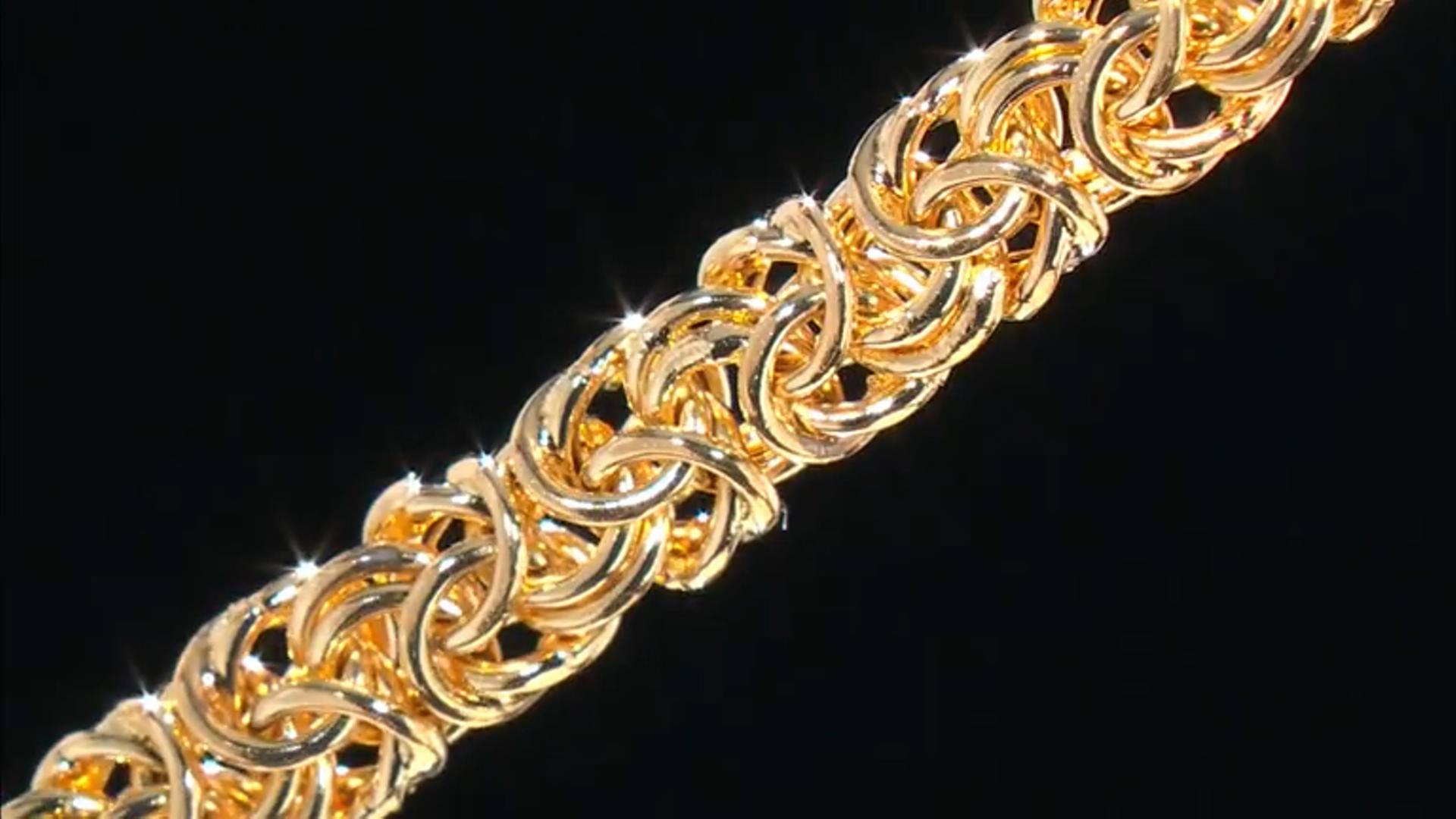 18k Yellow Gold Over Bronze Flat Byzantine Link Bracelet 7.5 inch Video Thumbnail