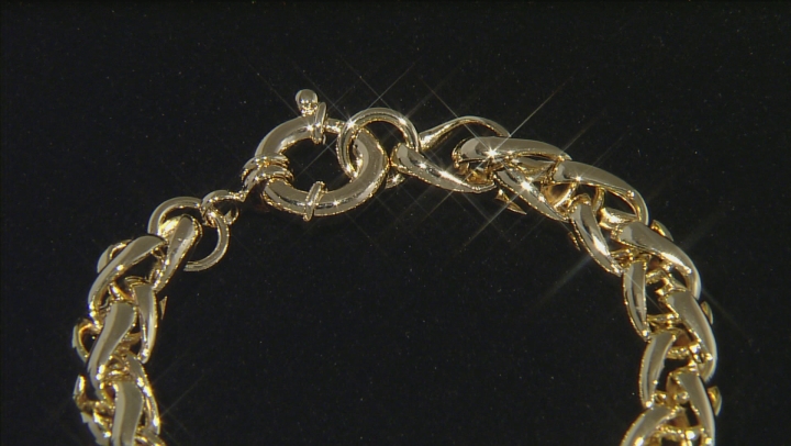 18k Yellow Gold Over Bronze Wheat Link Bracelet 7.75 inch Video Thumbnail