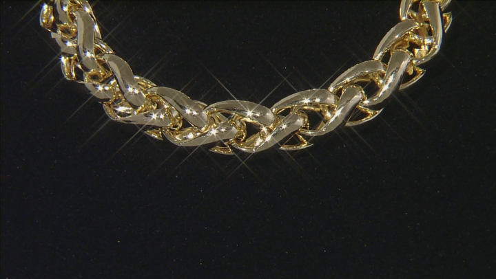18k Yellow Gold Over Bronze Wheat Link Bracelet 7.75 inch Video Thumbnail