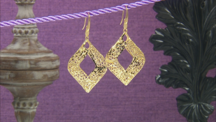 18k Yellow Gold Over Bronze Dangle Earrings Video Thumbnail