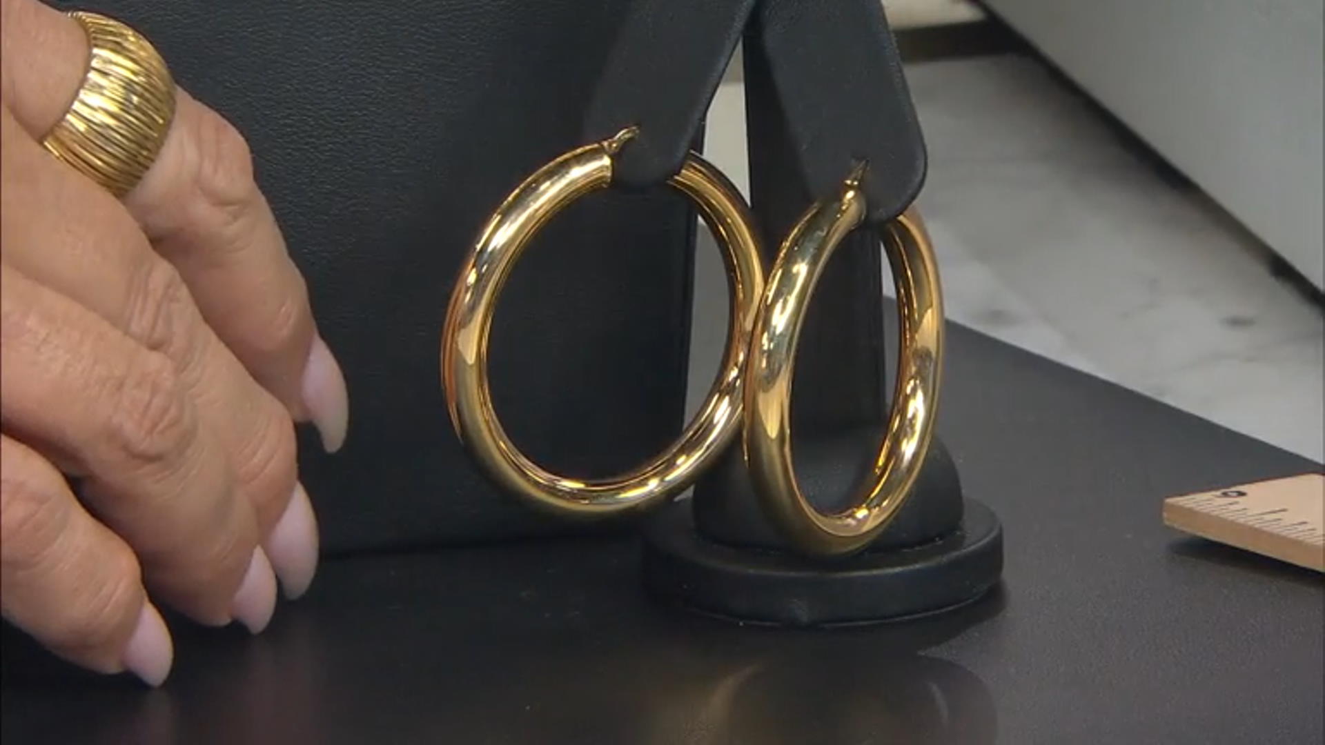 18k Yellow Gold Over Bronze Hoop Earrings Video Thumbnail