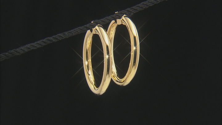 18k Yellow Gold Over Bronze Hoop Earrings