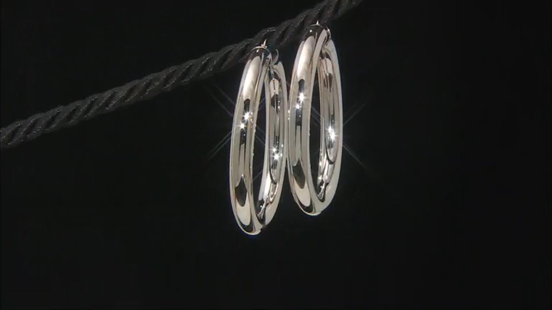 Moda Al Massimo® Platinum Over Bronze 51mm X 6mm Polished Hoop Earrings Video Thumbnail