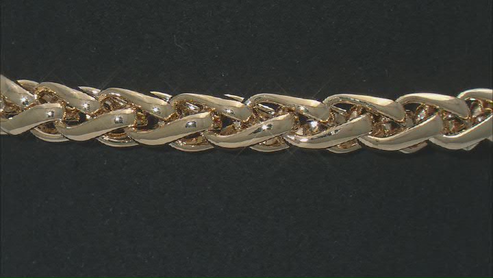 18k Yellow Gold Over Bronze Wheat Link Bracelet 8 inch 6mm Video Thumbnail