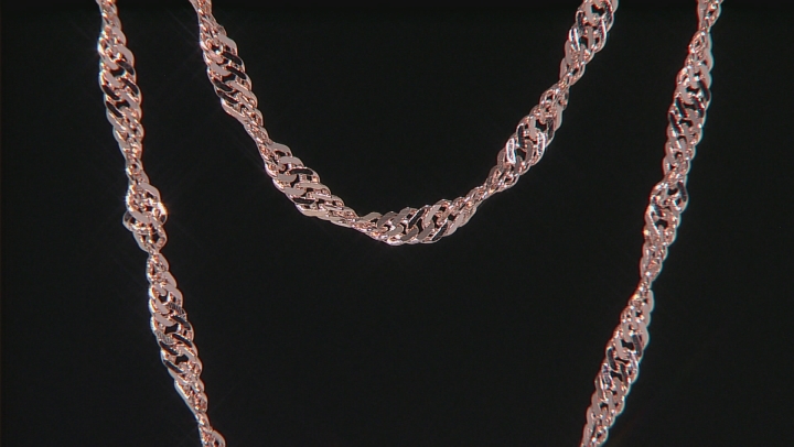 18k Rose Gold Over Bronze Singapore Chain Necklace Set Of Two Video Thumbnail
