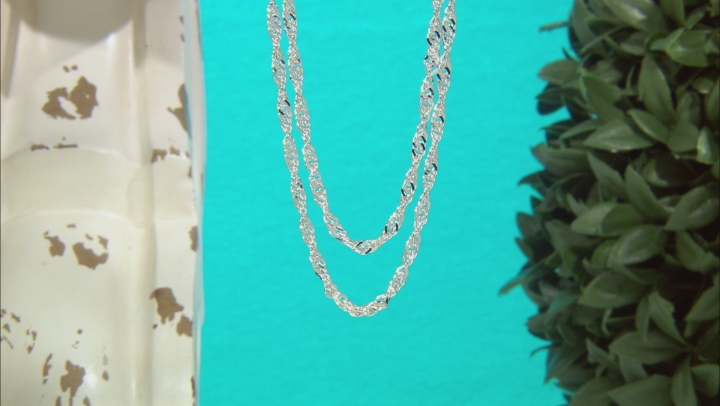 Rhodium Over Bronze Singapore Chain Necklace Set Of Two Video Thumbnail