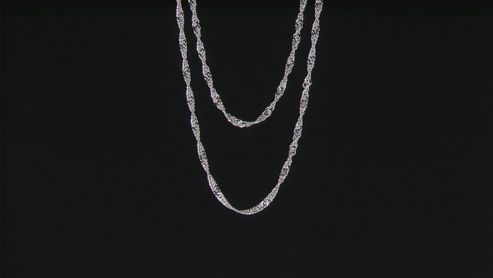 Rhodium Over Bronze Singapore Chain Necklace Set Of Two Video Thumbnail