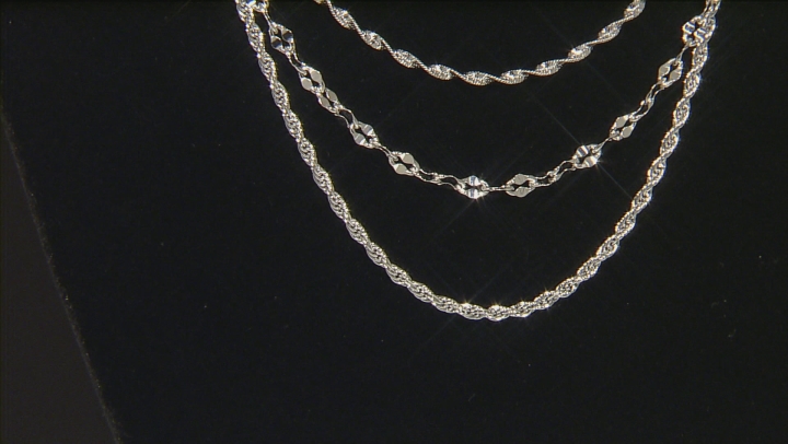 Rhodium Over Bronze Mixed Chain Necklace Set 20 inch Video Thumbnail