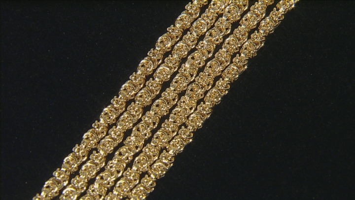 18k Yellow Gold Over Bronze 5 Row Byzantine Bracelet 9 inch Video Thumbnail
