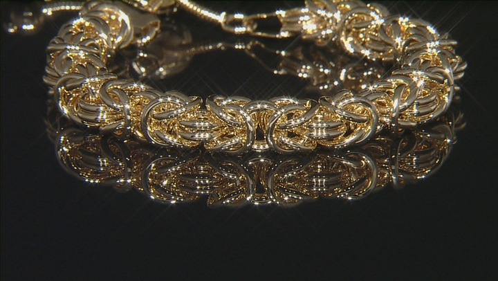 18k Yellow Gold Over Bronze Byzantine Sliding Adjustable Bracelet Video Thumbnail