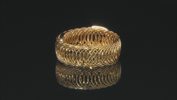 18k Yellow Gold Over Bronze Curb Bangle Bracelet 8 inch Video Thumbnail