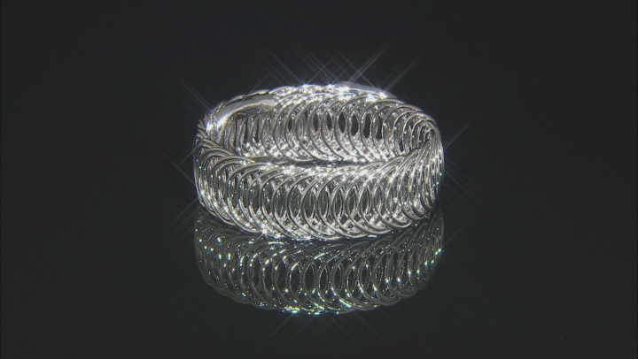 Rhodium Over Bronze Curb Bangle Bracelet 8 inch Video Thumbnail