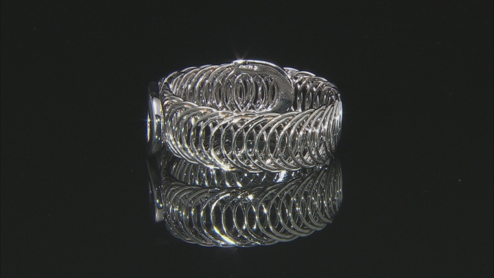 Rhodium Over Bronze Curb Bangle Bracelet 8 inch Video Thumbnail