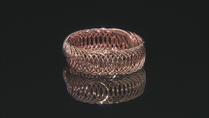 18k Rose Gold Over Bronze Curb Bangle Bracelet 8 inch Video Thumbnail