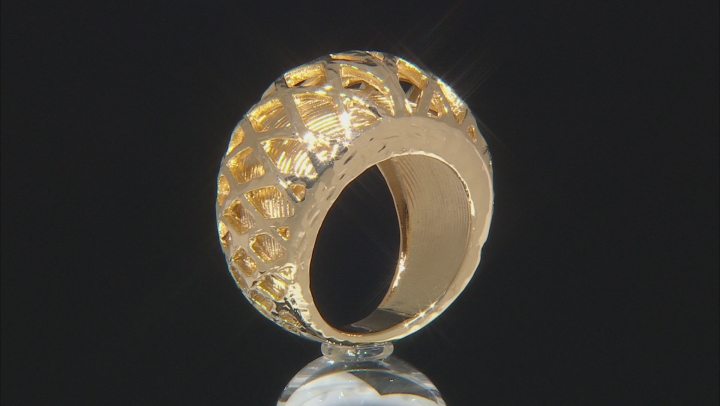 18k Yellow Gold Over Bronze Domed Cut Ring Video Thumbnail