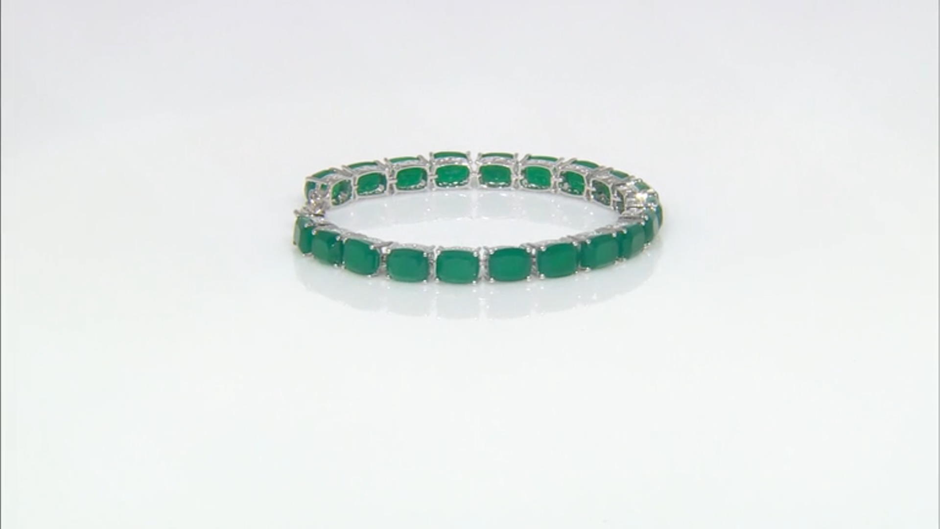 Green Onyx Rhodium Over Sterling Silver Line Bracelet Video Thumbnail
