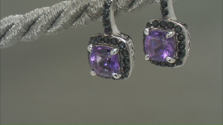 Purple amethyst rhodium over sterling silver earrings 2.02ctw