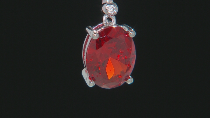 Orange and White Cubic Zirconia Rhodium Over Sterling Silver Pendant With Chain 4.48ctw Video Thumbnail