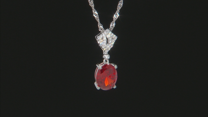 Orange and White Cubic Zirconia Rhodium Over Sterling Silver Pendant With Chain 4.48ctw Video Thumbnail
