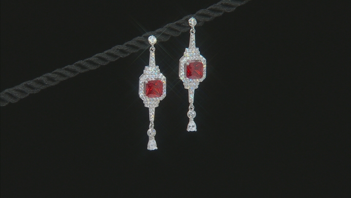 Orange and White Cubic Zirconia Rhodium Over Sterling Silver Earrings 5.04ctw Video Thumbnail