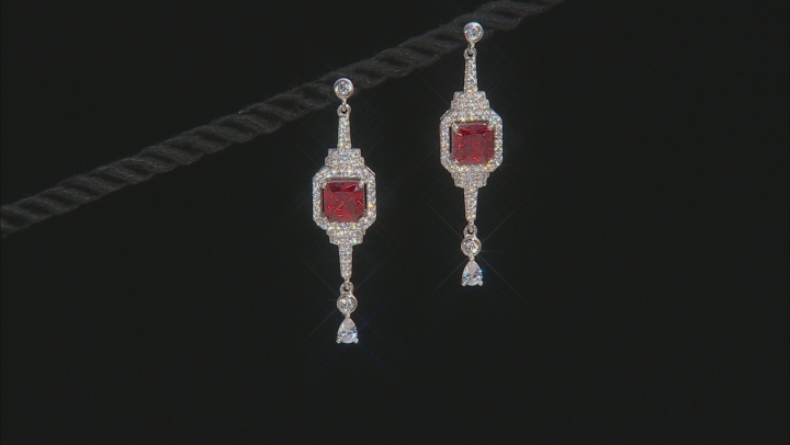 Orange and White Cubic Zirconia Rhodium Over Sterling Silver Earrings 5.04ctw Video Thumbnail